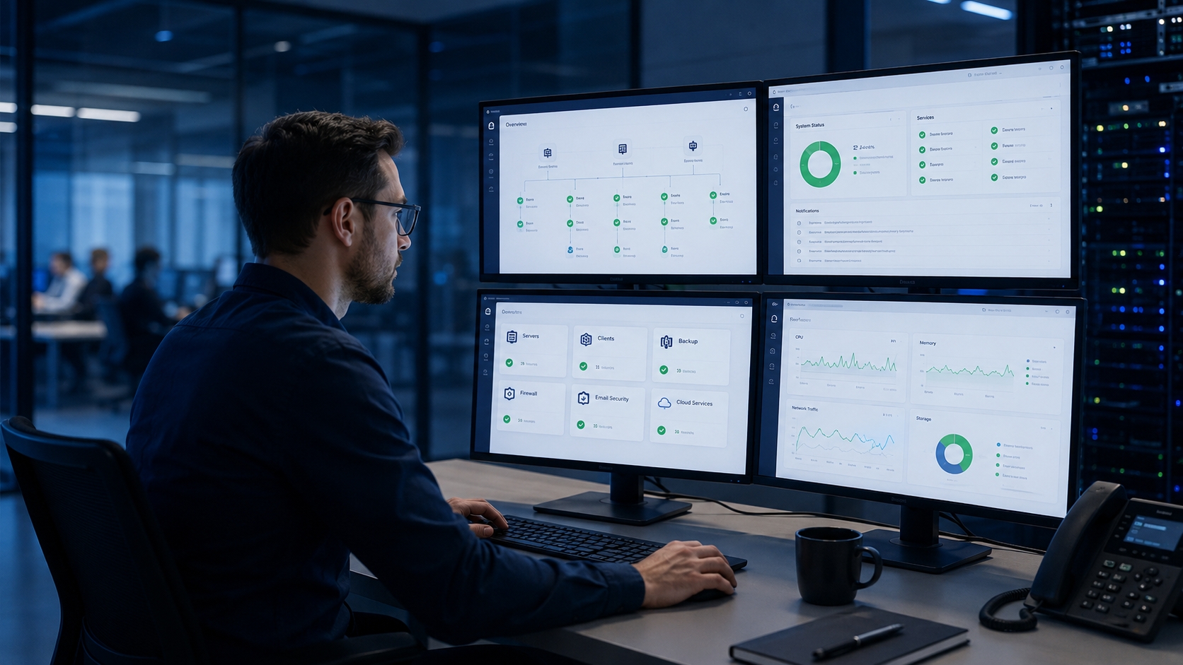 Managed IT-Services mit Monitoring von Server, Backup, Firewall und Cloud