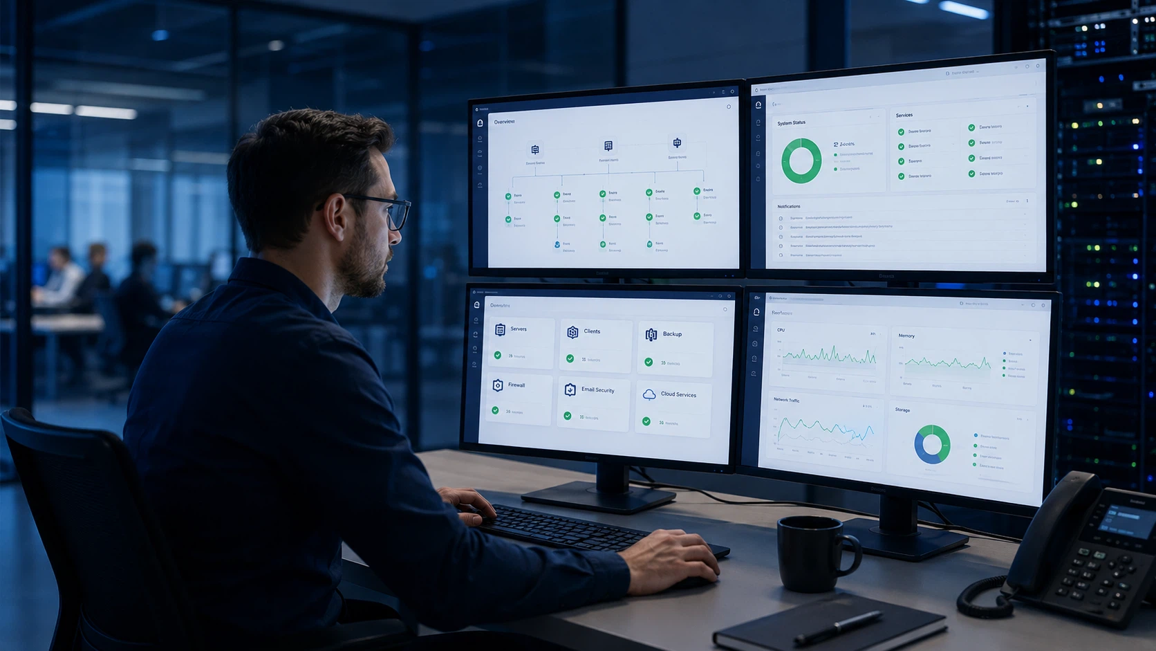 Managed IT-Services mit Monitoring von Servern, Backup, Firewall und Cloud