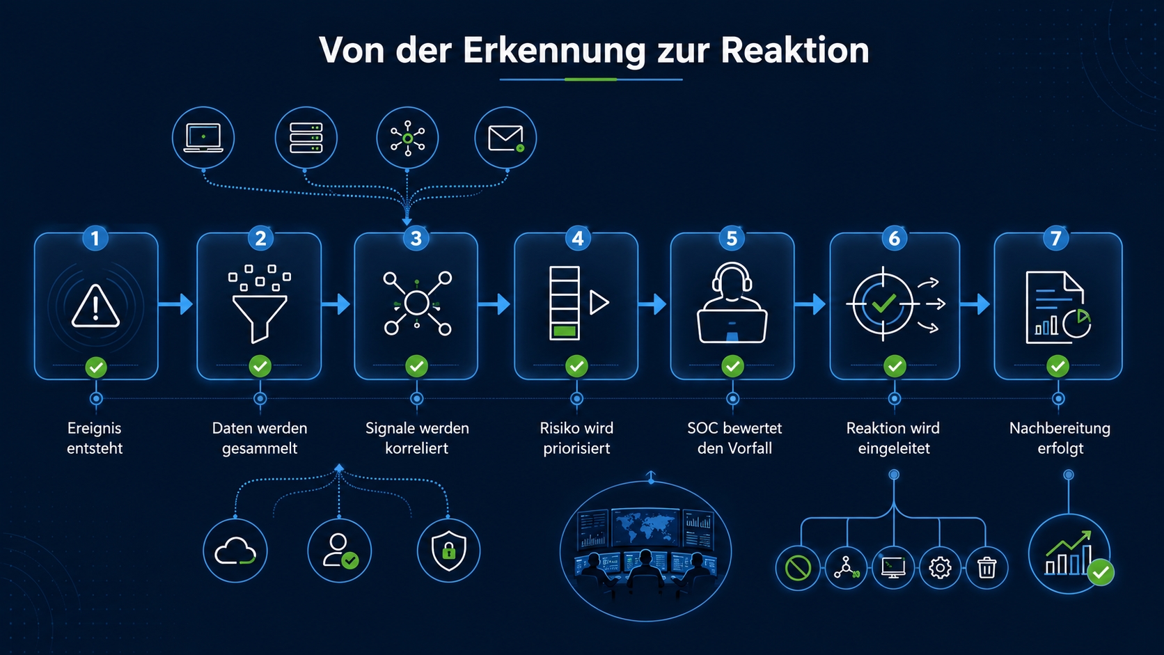 Von der Erkennung zur Reaktion: SOC-Prozess von der Meldung über die Bewertung bis zur Maßnahme