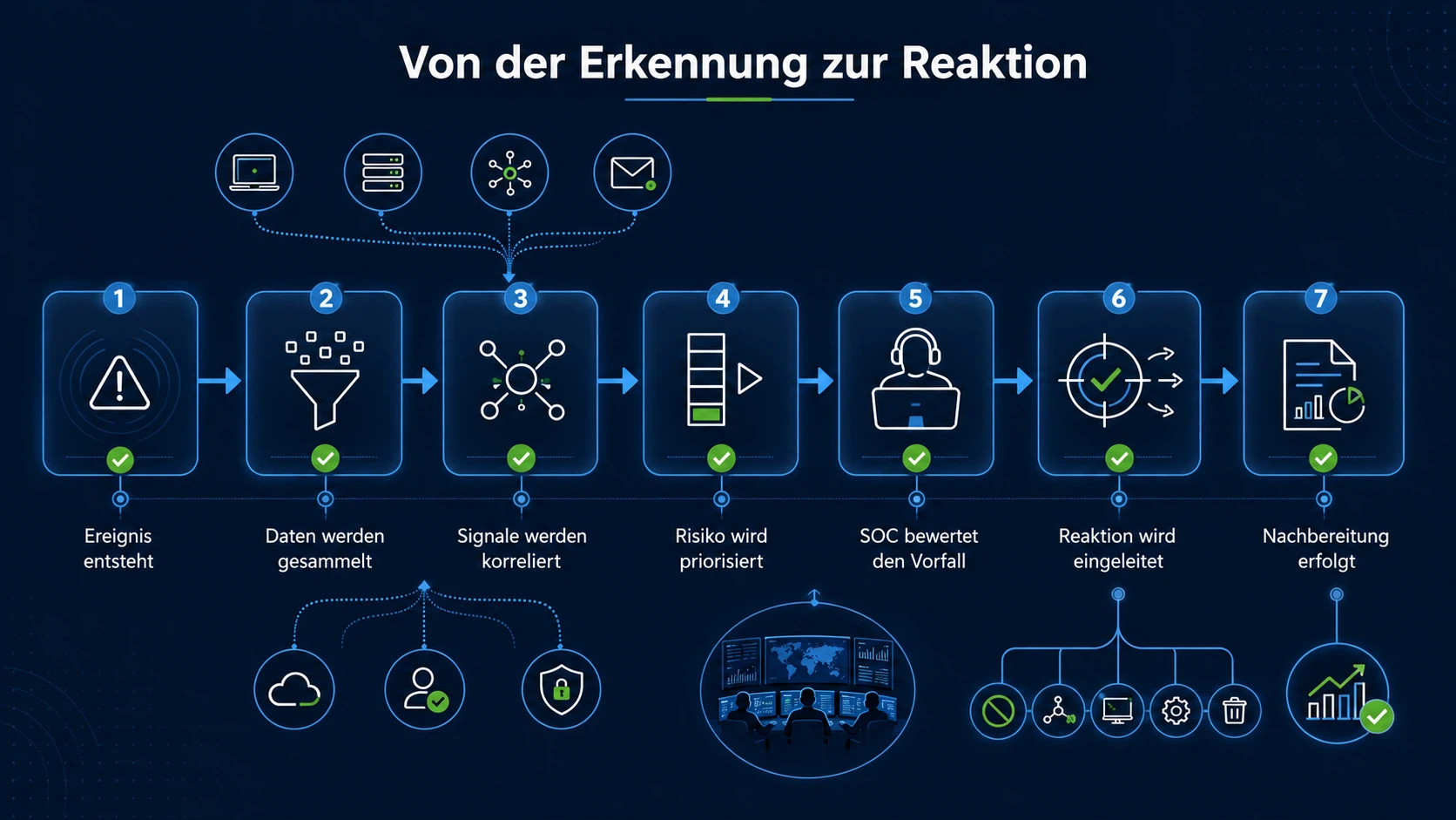 Von der Erkennung zur Reaktion: SOC-Prozess von der Meldung über die Bewertung bis zur Maßnahme